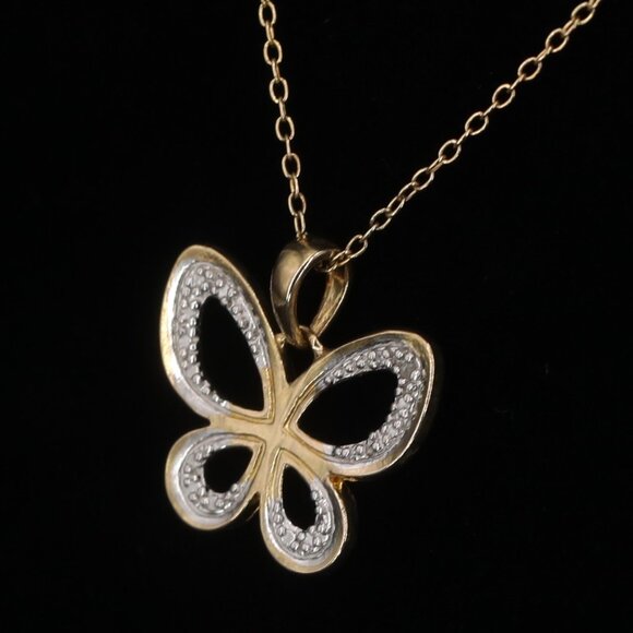 GENUINE DIAMOND Pendant Necklace  Sterling  Silver 925 w 14K Gold Plating by PAJ - Picture 8 of 9